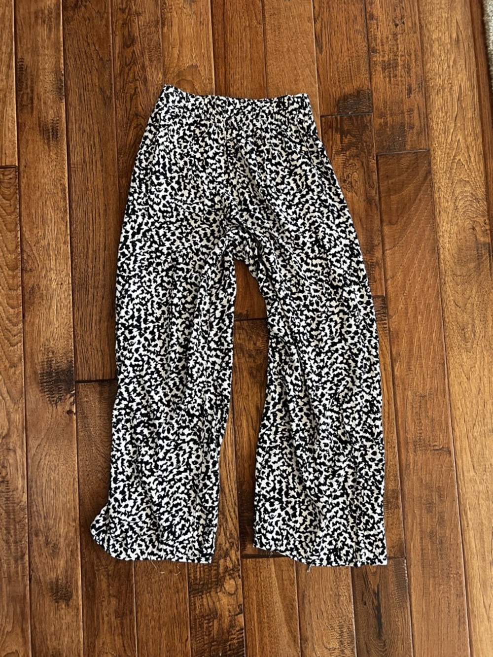 H&M Black and White Printed Wide-Leg Pants